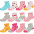 thumbnail image 1 of Baby Non Slip Grip Crew Socks 12 Pairs with Non Skid Soles for Infants Toddlers Kids Boys Girls, 1 of 7