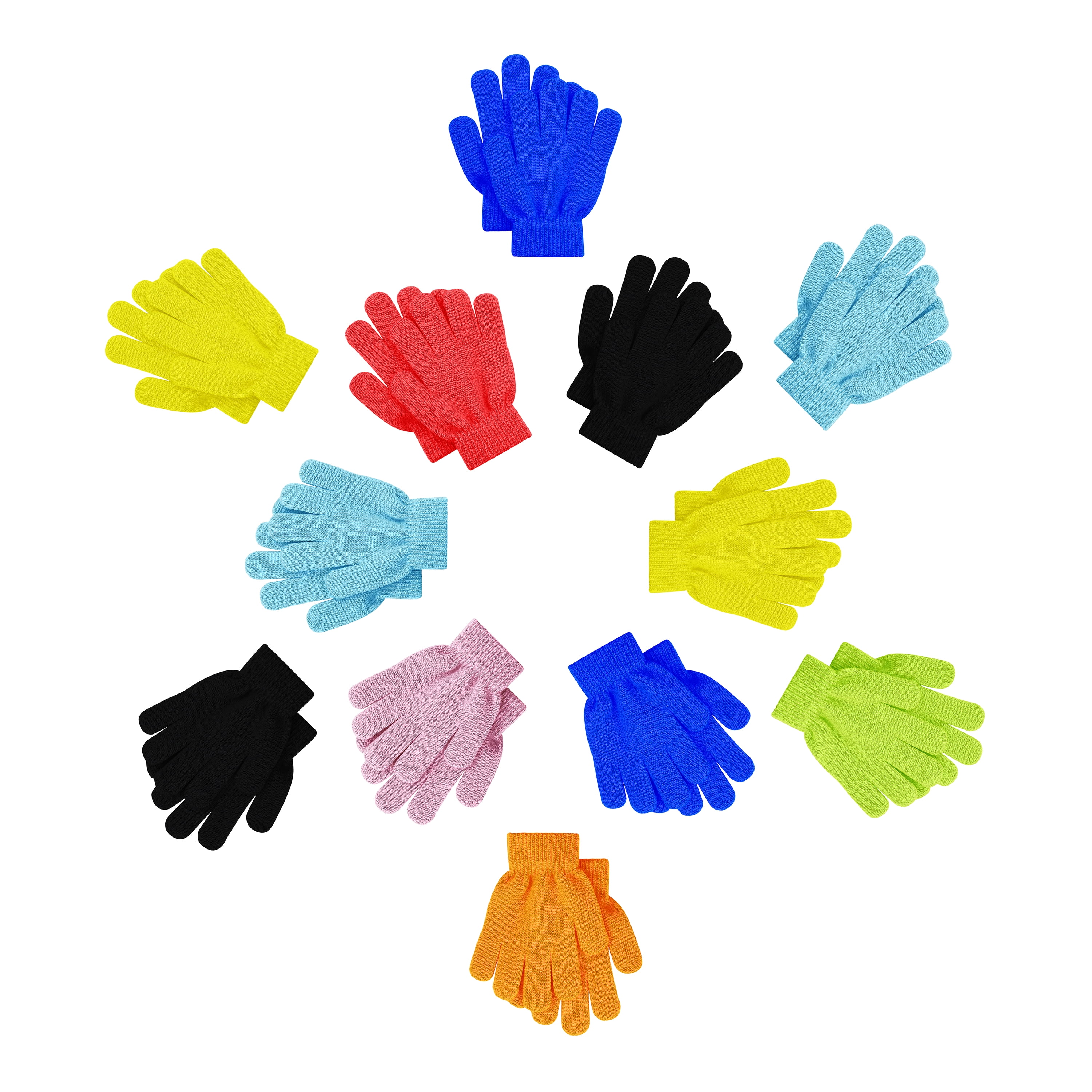QKURT 12 Verpakkingen Magische Winterhandschoenen Voor Kinderen - Gebreide Handschoenen Met Volledige Vingers, Elastisch en Thermisch Voor Jongens