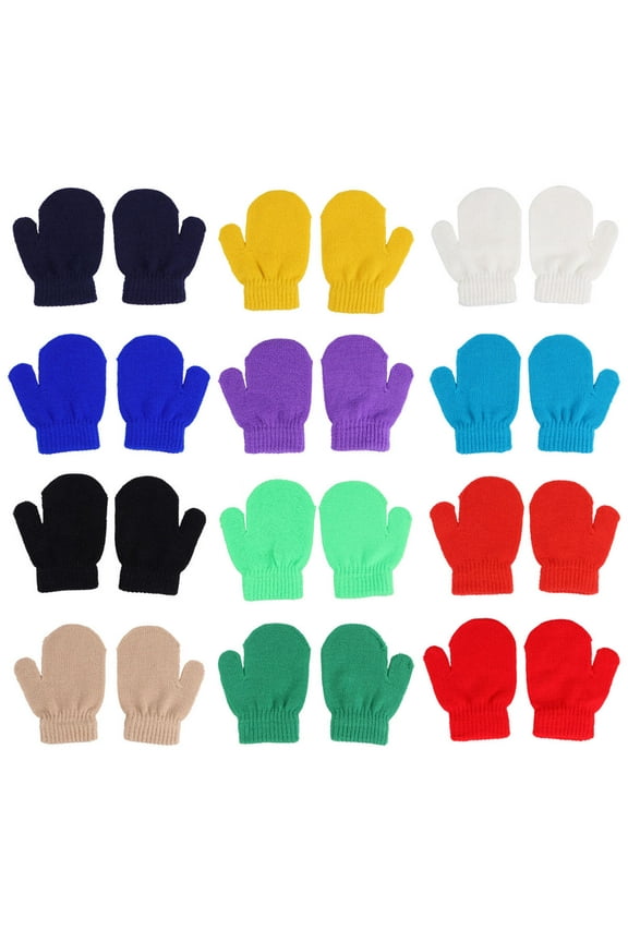 12 Pairs Kids Winter Knitted Mittens Warm Infant Mitten (Assorted)
