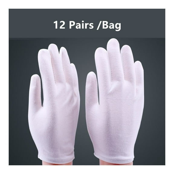 12 Pairs/Lot work gloves White Cotton Safety Glove For Serving/Waiters/drivers Labor Protection Etiquette Inspection ,Easy to Wear