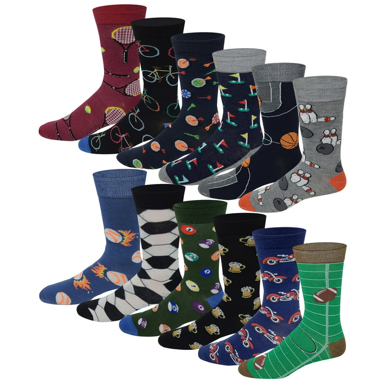 12 Pairs Men Different Touch Novelty Sports Design Casual Dress Socks