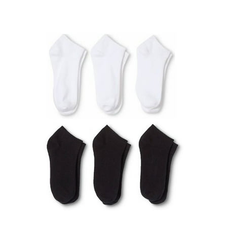 12 Pairs Men's Ankle No Show Socks - Polyester and Spandex - Black or White (10-13,