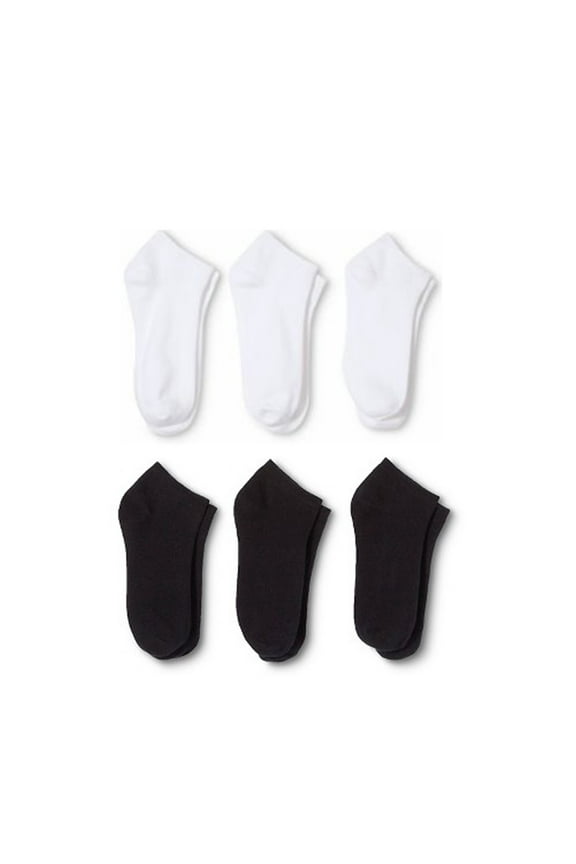 12 Pairs Men's Ankle No Show Socks - Polyester and Spandex - Black or White (10-13,