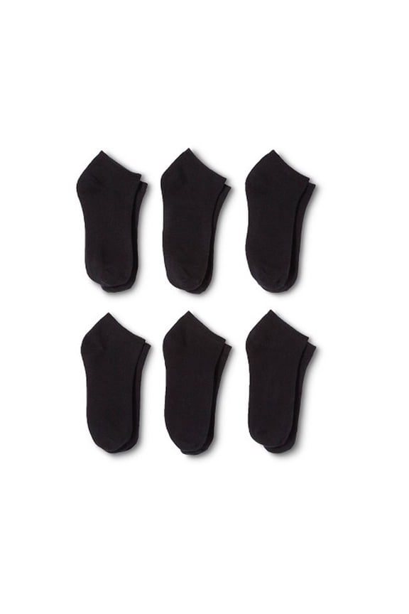 12 Pairs Men's Ankle No Show Socks - Polyester and Spandex - Black or White (9-11,