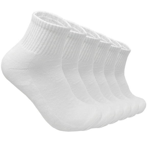 12 Pairs Men's Cotton Solid White Athletic Cushioned Ankle Quarter Socks Size 10-13
