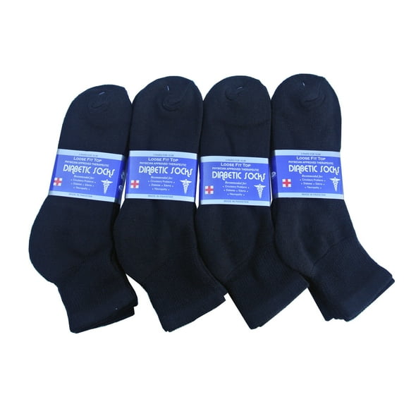 12 Pairs Men's Diabetic Black ANKLESocks 12 Pairs "Circulatory & Health"