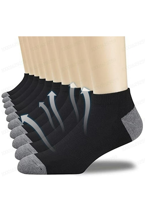 12 Pairs Men's Non Slip Ankle Socks Moisture Wicking & Arch Support Athletic & Casual Styles,Black US(10-13)