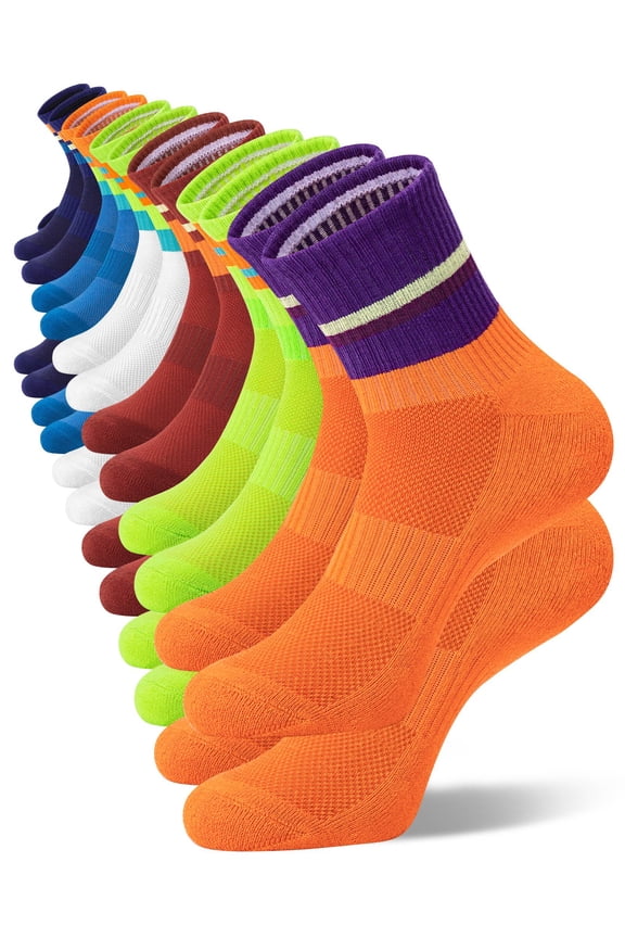 12 Pairs Mens Crew Socks Cushioned Breathable Sports Athletic Socks Crew Socks for Men Size 10-13