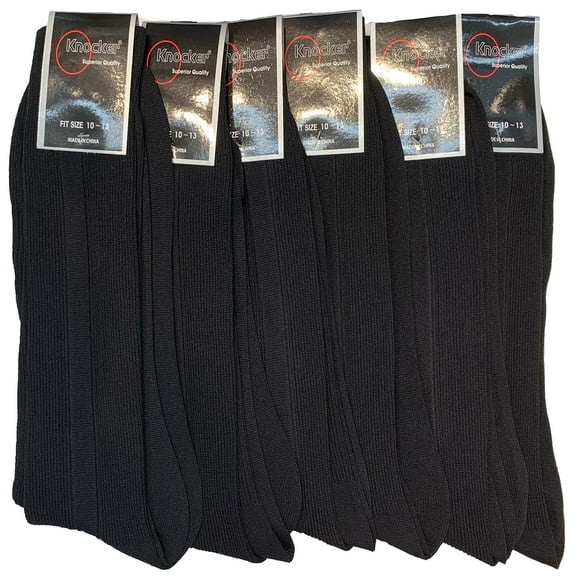12 Pairs Mens Dress Socks Black Color Casual Work Size 10-13 Crew
