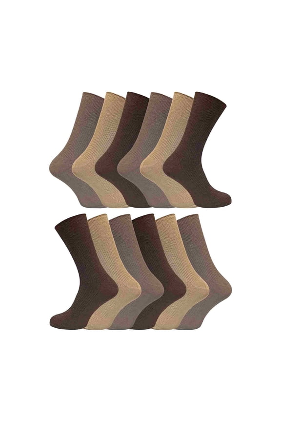 12 Pairs Mens Non Elastic Ribbed Wide Top 100% Cotton Socks | Sock Snob