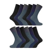 12 Pairs Mens Non Elastic Ribbed Wide Top 100% Cotton Socks | Sock Snob