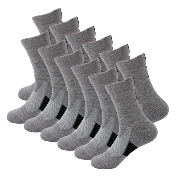 12 Pairs Mens Performance Cotton Athletic Casual Dress Crew Cushion Breathable Long Socks for Running Basketball Work Sports Hiking