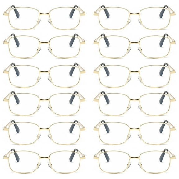 12 Pairs Mens Womens Metal Frame Clear Lens Reading Glasses Fashion Classic Readers +1.00