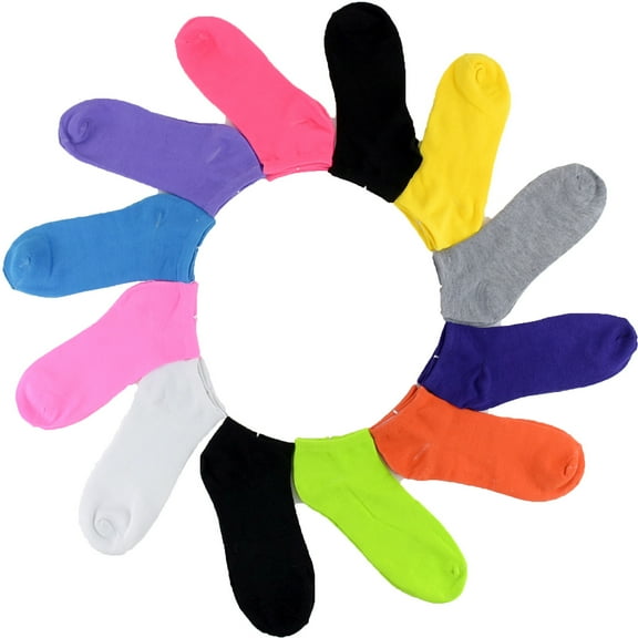 12 Pairs New Women Lady Girl Cotton Fashion Argyle Plain Black White Stripe Polka Dot Music Casual Ankle School Low Cut Socks Soft Colorful 9-11