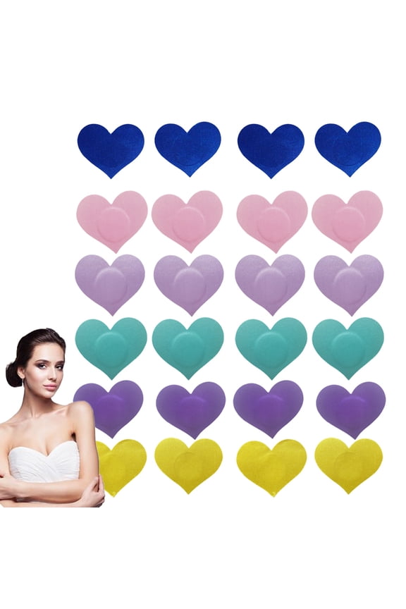 12 Pairs Nipple Covers Disposable Satin Heart Pasties Self Adhesive Breast Cover Petals Stickers for Women