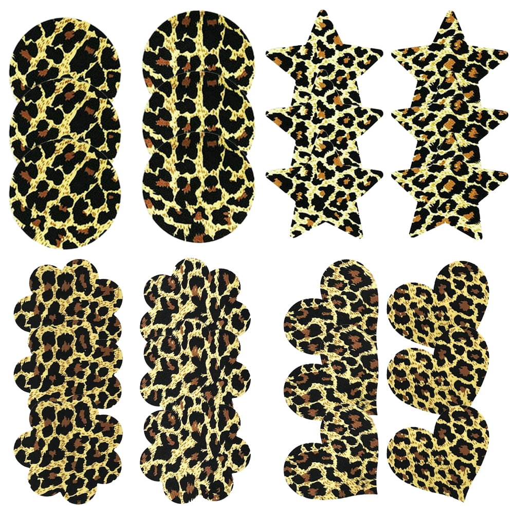 12 Pairs Nipple Covers Self Adhesive Leopard Print Breast Pasties Disposable Multi Designed