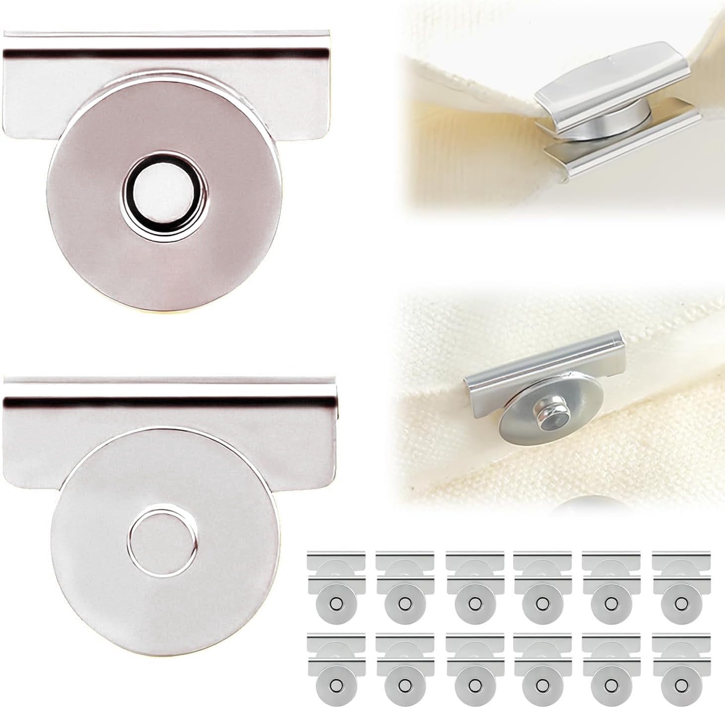 12 Pairs No-Sewing Seamless Magnetic Snap Buttons for Purses, Totes ...