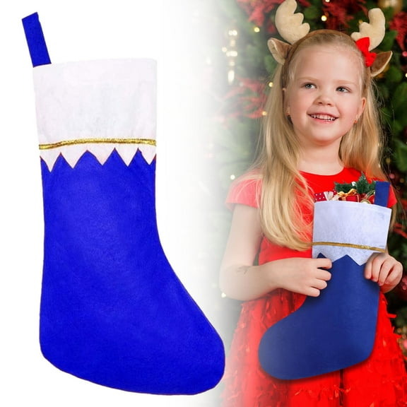 12 Pairs Of Plain Blue Stockings With Gold Trim And White Upper.