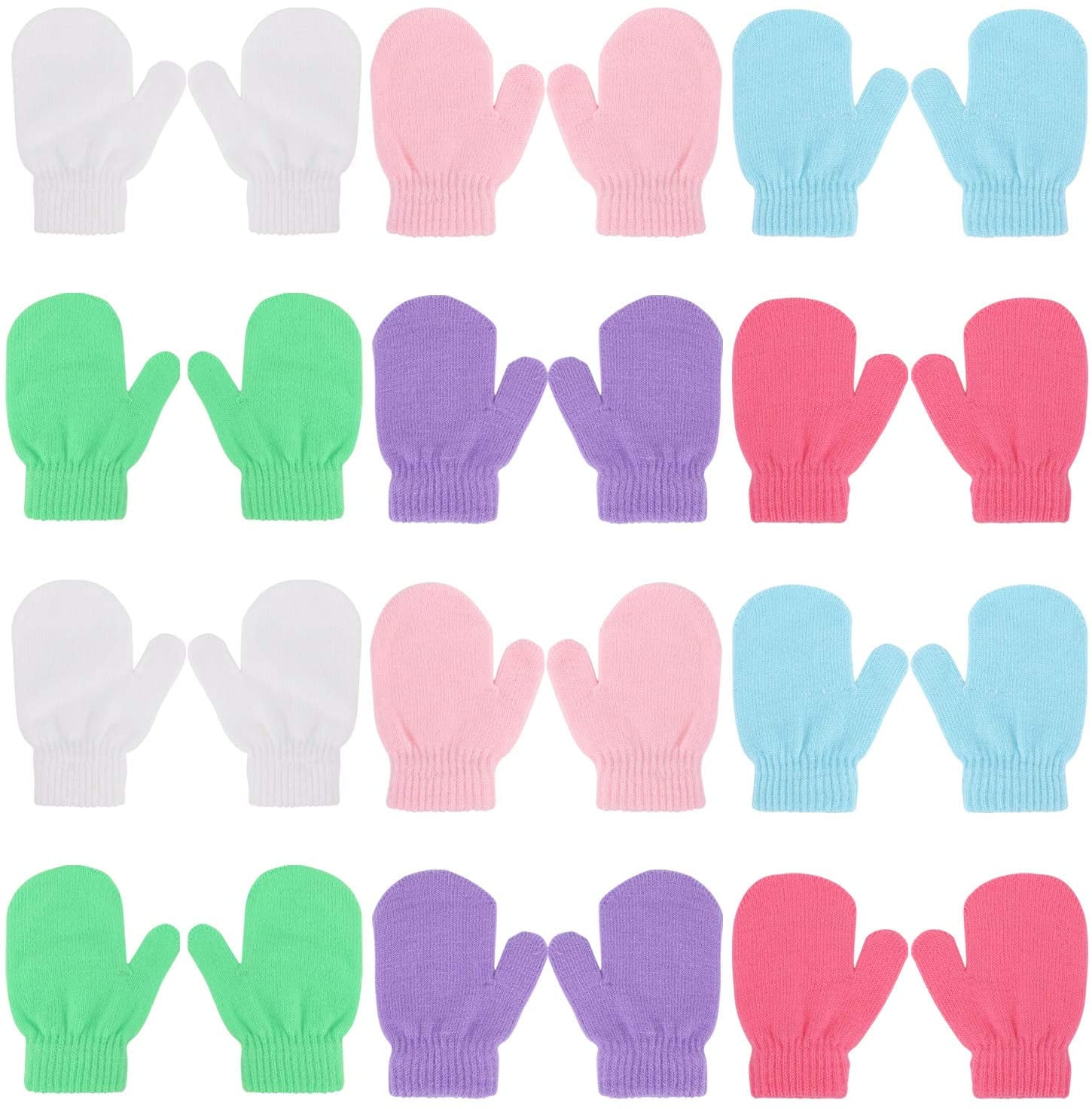 12 Pairs Of Toddlerwinter Mittens, Warm Toddler Magic Mittens Stretch Mittens Fit For 1~3 Years Old Kids Baby Chrildren