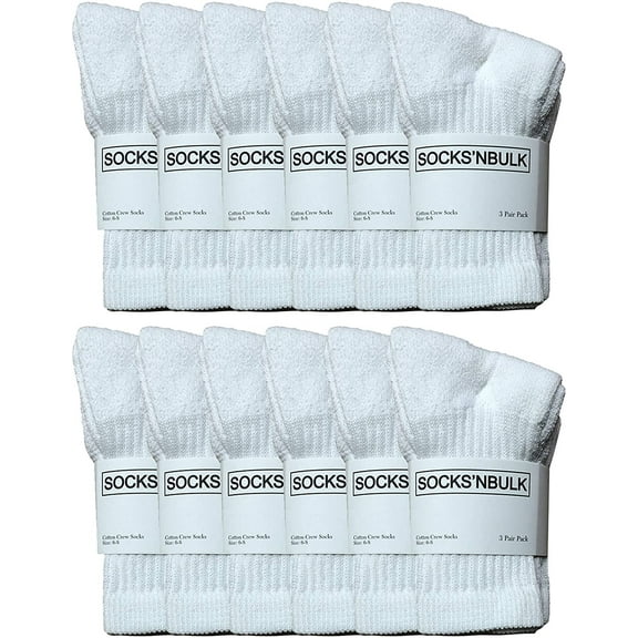 12 Pairs Of Yacht & Smith Wholesale Kids Crew Socks, Childrens Cotton Casual Crew Socks Size 6-8