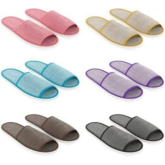 12 Pairs Open Toe Breathable Slippers Bulk Disposable Slippers for Guests House Slipper for Women Men Non Slip Spa Slipper Comfortable Slipper Bulk for Guests Home Bedroom Hotel Travel Unisex
