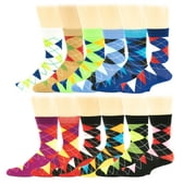 12 Pairs Pack Bright Colorful Fashion Design Dress Socks 6-10 ( 10-13 )