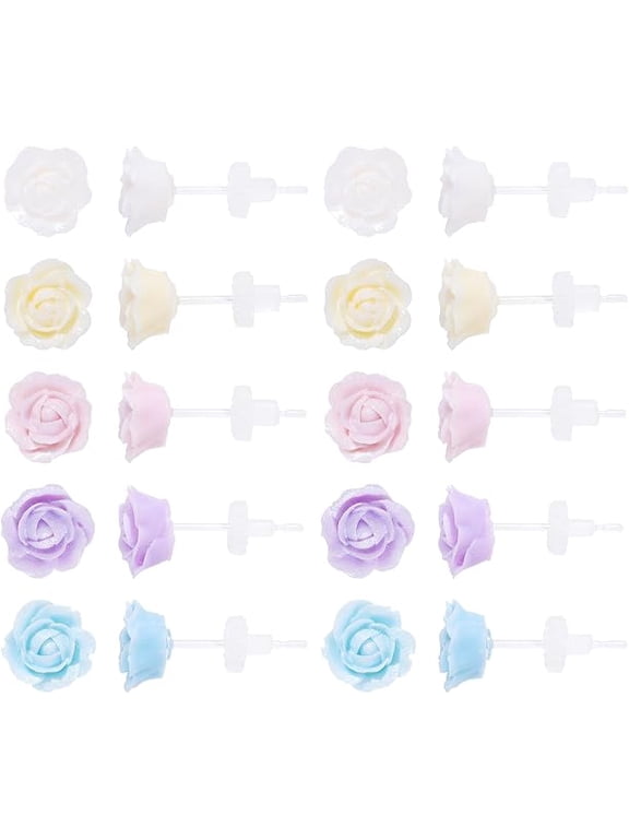 12 Pairs Plastic Hoop Earrings for Women Colorful Anti-Allergy Unisex Cute Plastic Hoop Ear Retainers Nose Rings With Buckle for Sensitive Ears and Skin