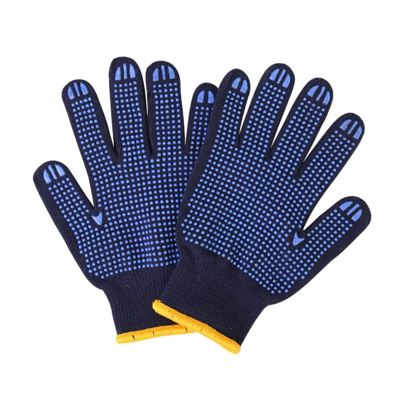 12 Pairs Professional Working Gloves Navy Blue Polycotton Shell Blue PVC Dots Coating Work Safety Gloves Cotton Gloves ,Comfort and Durability