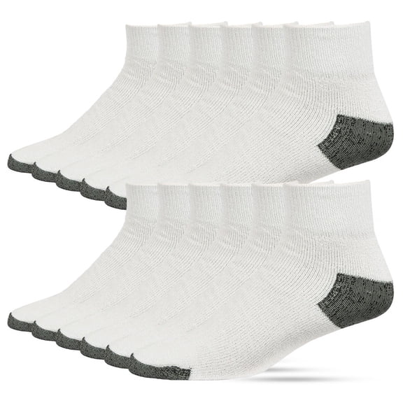 12 Pairs Quarter Socks Crew Cotton Unisex Athletic Sports Workout Running Comfort Cozy Sweat-absorbing Anti-Slip Comfy Compress Soccer Value Pack