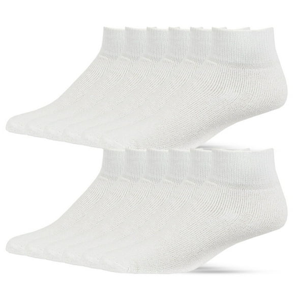12 Pairs Quarter Socks Crew Cotton Unisex Athletic Sports Workout Running Comfort Cozy Sweat-absorbing Anti-Slip Comfy Compress Soccer Value Pack