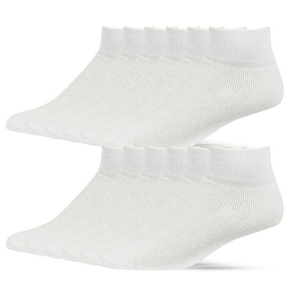 12 Pairs Quarter Socks Crew Cotton Unisex Athletic Sports Workout Running Comfort Cozy Sweat-absorbing Anti-Slip Comfy Compress Soccer Value Pack