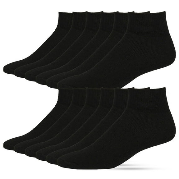 12 Pairs Quarter Socks Crew Cotton Unisex Athletic Sports Workout Running Comfort Cozy Sweat-absorbing Anti-Slip Comfy Compress Soccer Value Pack