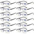 thumbnail image 1 of 12 Pairs Rimless Blue Light Blocking Reading Glasses Diamond Cut Edge Readers for Men +3.50, 1 of 6