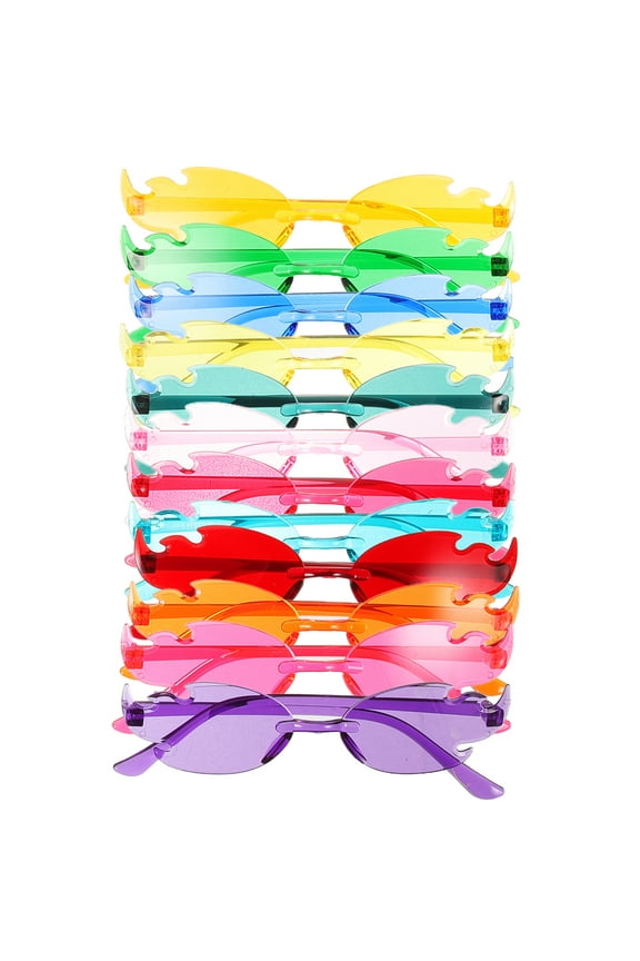 12 Pairs Rimless Glasses Funky Sunglasses Flame Shape Cool Glasses Party Favor