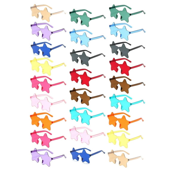 12 Pairs Rimless Star Shaped Sunglasses, Transparent Candy Color Star Glasses Bulk - Fun Sunglasses