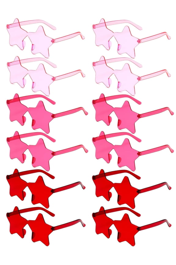 12 Pairs Rimless Star Shaped Sunglasses, Transparent Candy Color Star Glasses Bulk - Fun Sunglasses