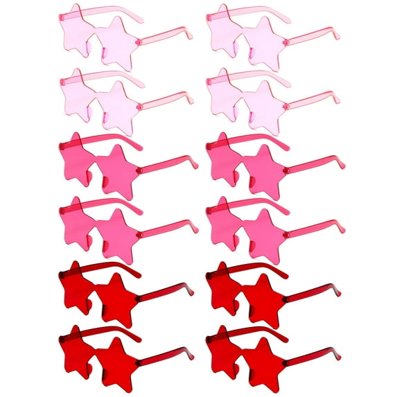 12 Pairs Rimless Star Shaped Sunglasses, Transparent Candy Color Star Glasses Bulk - Fun Sunglasses