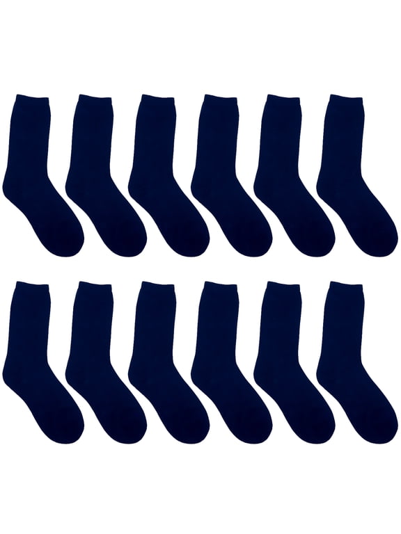 12 Pairs School Uniform Navy Color Crew Socks For Adult & Teenager
