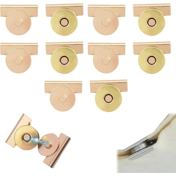 12 Pairs Seamless Magnetic Buckle Clasp for Bags, Clothing and DIY Crafts, Metal Seamless Magnetic Buckle Purse Clasp, Multifunctional Seamless Snap No Sewing Required Bag Clip (Gold)