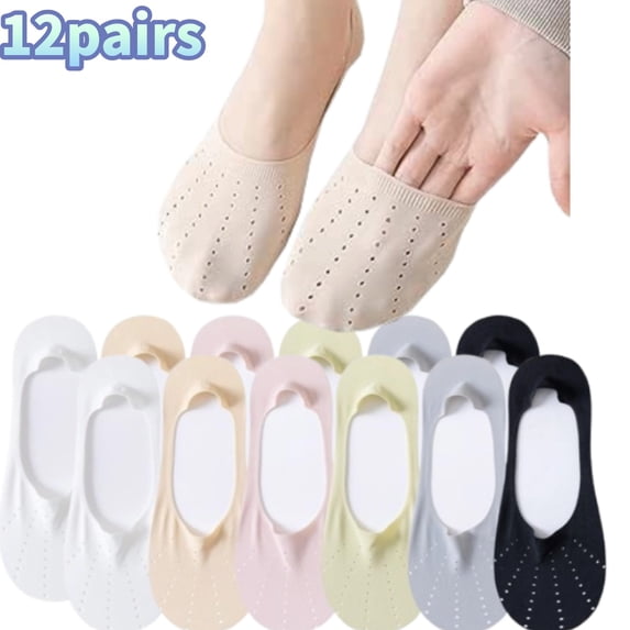 12 Pairs No Show Socks Women,Invisible Socks Non Slip Ice Silk Socks Low Cut Liner Seamless Ladies socks,Breathble Light Cotton Bottom Footies Liner Boat Socks for Sneakers Flat Loafer Shoes