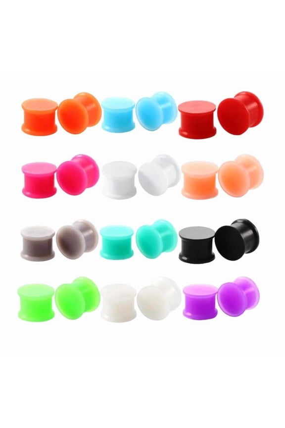 12 Pairs Silicone Flared Expander Gauges Plug Tunnel Ear Stretching 8mm