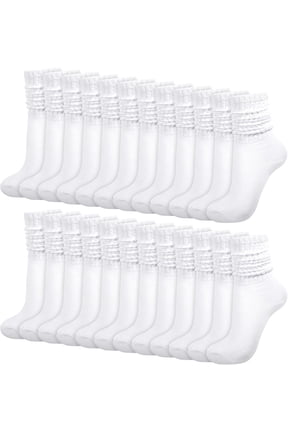 12 Pairs Slouch Socks for Women, Soft White Scrunch Socks Retro Long Crew Sock for Women Boot Daily Wear Stacked Accessory Size 9-11