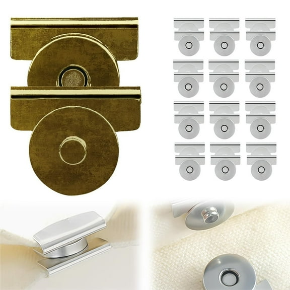 12 Pairs Snap Buttons - Metal Magnetic Buckle for Clothing, Bags & DIY Crafts
