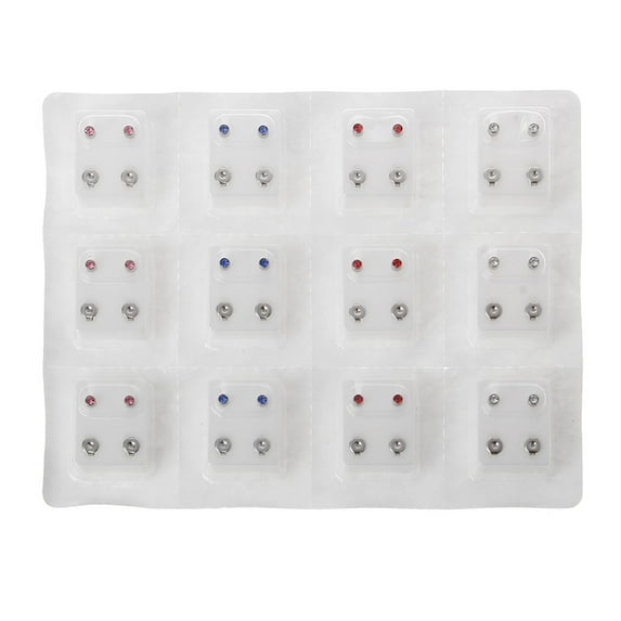 12 Pairs Stainless Steel Hypoallergenic Ear Piercing Earrings 3mm Clear CZ Studs