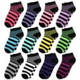 thumbnail image 1 of 12-Pack Assorted Colors Women's Ankle Socks Size 9-11 Striped #2, 1 of 2