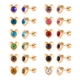 thumbnail image 1 of 12 Pairs Surgical Stainless Steel Flat Back Birthstone Cubic Zirconia Stud Earrings, Gold Plated Screw Back Round Star Heart Flower Hexagon Triangle CZ Stud Earrings Set, 1 of 8