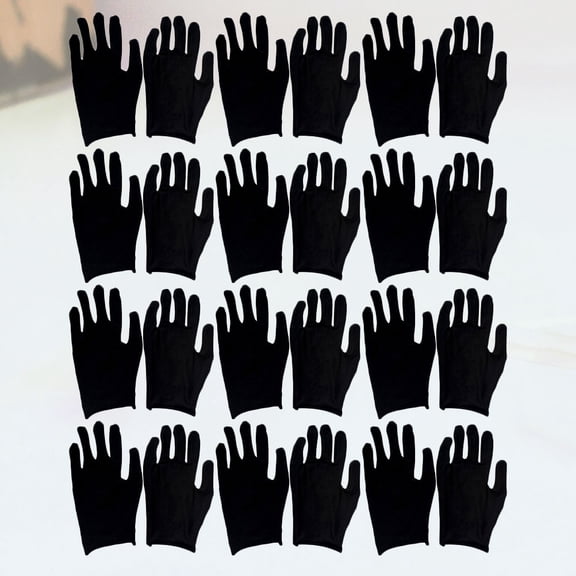 12 Pairs Thin Black Cotton Gloves Stretchable Lining Work Gloves for Jewelry Inspection, Reusable Unisex Mittens