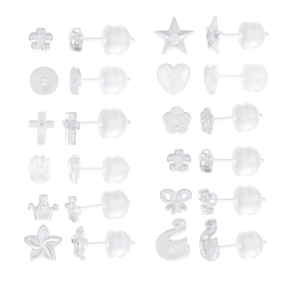 12 Pairs Tiny Plastic Earrings Set for Sensitive Ears,Clear Acrylic Post Earrings for Women