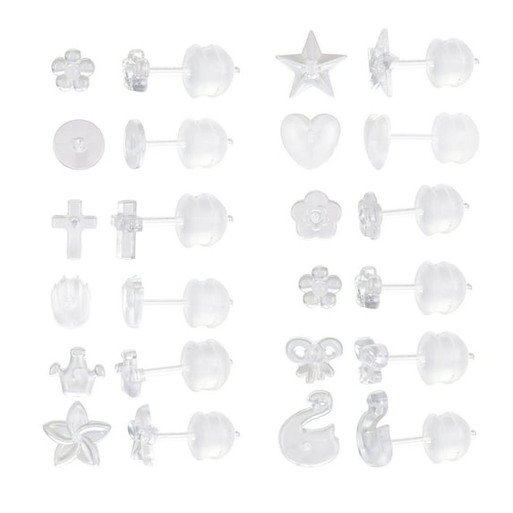 12 Pairs Tiny Plastic Earrings Set for Sensitive Ears,Clear Acrylic Post Earrings for Women