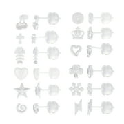 JUSTJANDM 12 Pairs Tiny Plastic Earrings Set for Sensitive Ears,Clear Acrylic Post Earrings for Women Girl